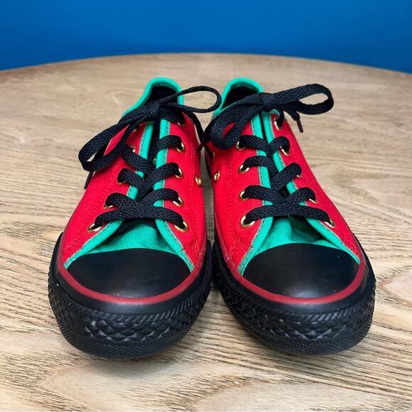 NWOT Converse Kid’s Chuck Taylor All Star Low Sneakers Green Red Black Size 2 - Picture 5 of 8
